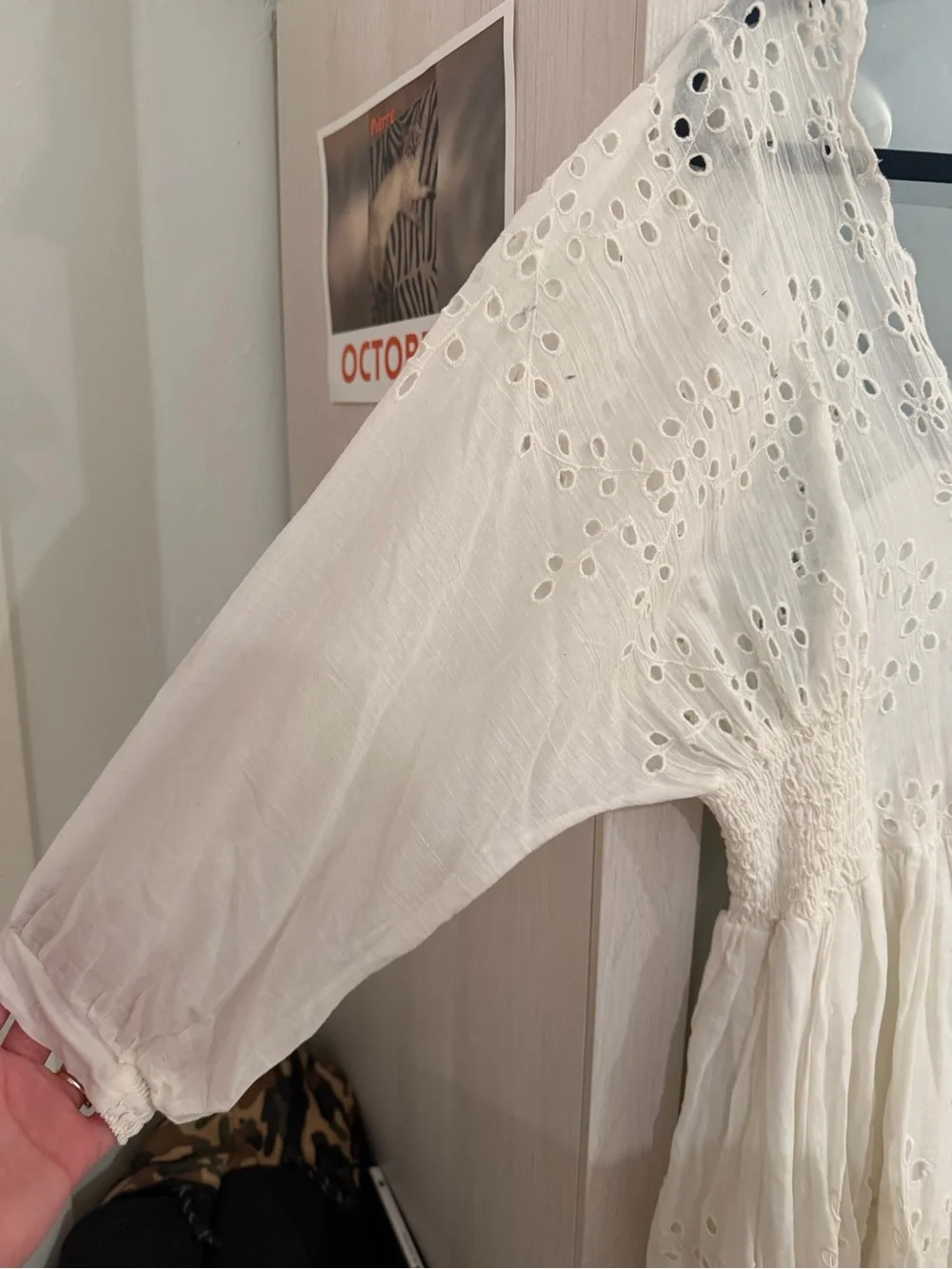 White Eyelet Cotton V-Neck Mini Dress